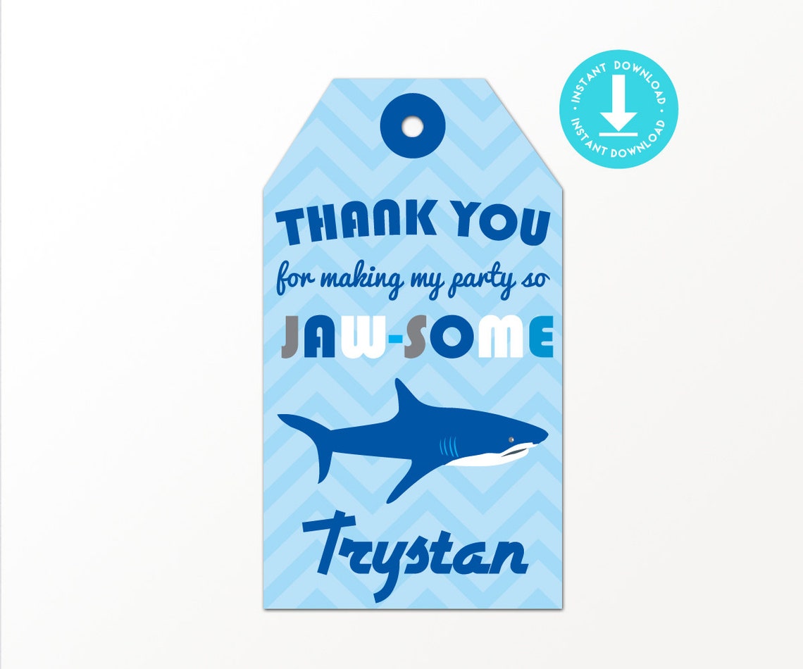 Shark Party Favor Tag Printable Shark Favor Tags Shark | Etsy