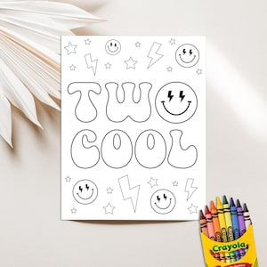 Two Cool Party Coloring Sheet, Two Cool Coloring Page, Two Cool Birthday Party Printable Coloring Page