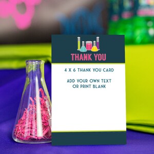 Science Party Thank You Card in Pink Printable Science Thank - Etsy