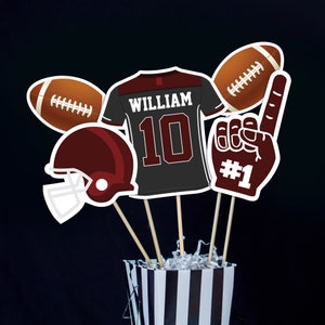 Football Centerpieces in Maroon - Printable Football Birthday Party Centerpieces - Instant Download Maroon Football Party Decorations
