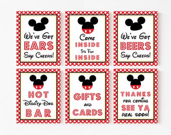 Mickey Party Signs - Instant Download Mickey Mouse Party Signs - Printable Set of Mickey Mouse Birthday Signs