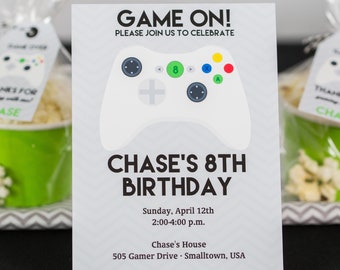 Video Game Party Invitation - Video Game Invitation - White Video Game Remote - Printable Video Game Invitation -