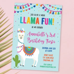 Llama Invitation - Printable Llama Birthday Party Invitation - Llama ...