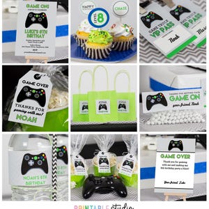 Video Game Birthday Decorations, Video Game Party Decorations, Printable Video Game Party, Green Video Game Party by Printable Studio