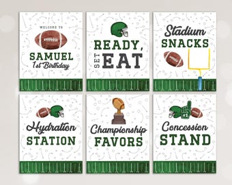 Football Party Sign Bundle, Football Birthday Signs, Set of Football Signs Printable Football Signs in Watercolor Design