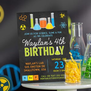 Editable Science Birthday Invitation, Printable Mad Science Birthday Party Invitation, Science Invitation, Boys Science Birthday Invitation