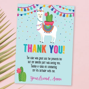 Llama Thank You Card - Printable Llama Thank You - Llama Party Thank You - Llama Thank You in Corjl by Printable Studio