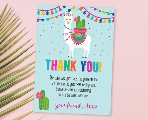 Llama Thank You Card - Printable Llama Thank You - Llama Party Thank You - Llama Thank You in Corjl by Printable Studio Il_570xn