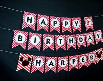 Minnie Mouse Birthday Banner in Red - Instant Download Minnie Mouse Printable Banner - Minnie Happy Birthday Banner by Printable Studio