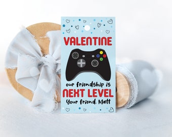 Boys Video Game Valentine Card Blue You Are Next Level Valentine's Day Tag Gamer Class Valentine Card Printable Boys Valentine's Day Card