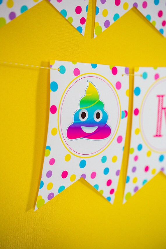 Emoji Party Pooper Party Birthday Banner - Instant Download Rainbow Poop Emoji Printable Banner by Printable Studio Il_570xn
