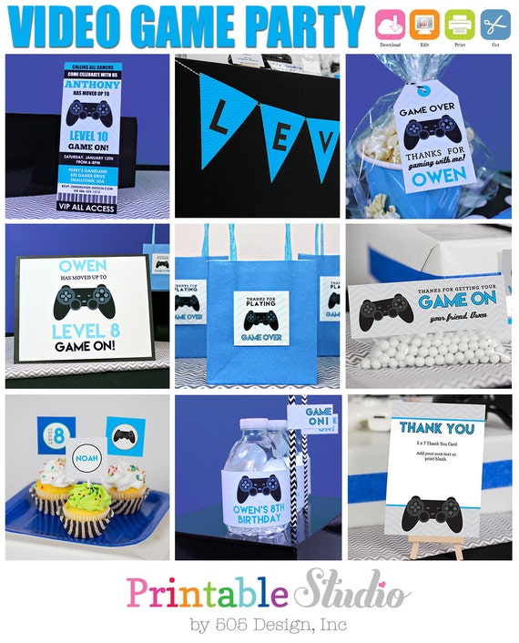 Gamer Birthday Party Favor Tag Digital Template Online Gaming 