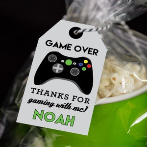 Video Game Favor Tags with Black Controller, Printable Video Game Party Favor Tags by Printable Studio