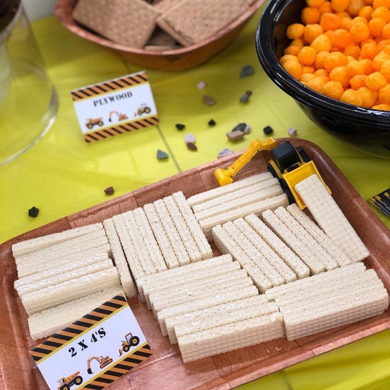 construction party food labels printable construction food etsy