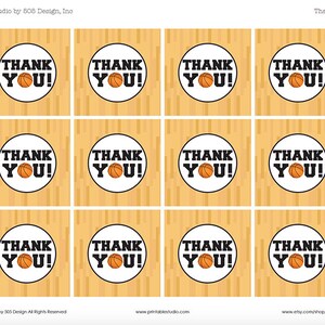 Basketball Thank You Tag Printable Basketball Party Thank You Tags Basketball Thank You Tag by Printable Studio image 2