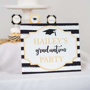 Graduation Party Signs in Gold and Black -  Gold Graduation Party Signs - Graduation Party Welcome Sign by Printable Studio