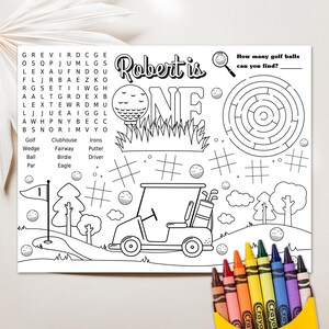 Editable Golf Placemat, Golf Coloring Page, Golf Activity Page Golf Party Activities Printable Golf