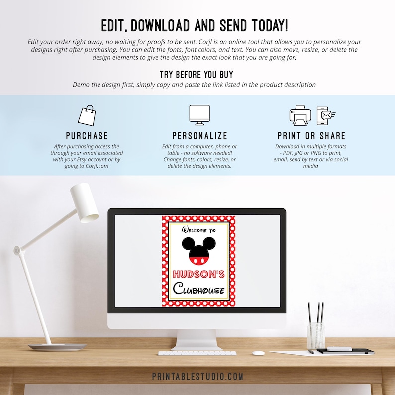 Mickey Party Signs - Instant Download Mickey Mouse Party Signs - Printable Set of Mickey Mouse Birthday Signs image 9