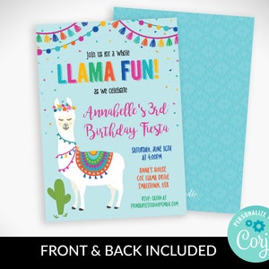 Llama Invitation - Printable Llama Birthday Party Invitation - Llama ...