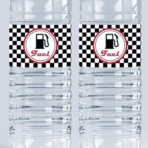 Etiquetas para bebidas de fiesta de autos de carrera Etiquetas para agua de autos de carrera Etiquetas para fiesta de cumpleaños de autos de carrera Etiquetas para bebidas de autos de carrera rojos Etiqueta para combustible de carreras