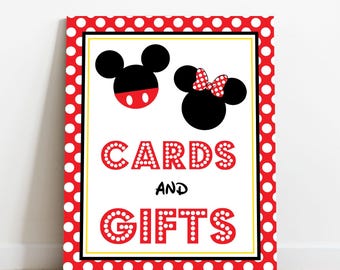 Cartelli per feste di Topolino e Minnie, regali e biglietti di auguri, download immediato, cartello per feste di Topolino e Minnie, cartello stampabile di Topolino e Minnie (digitale)