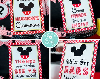 Mickey Mouse Party Signs - Instant Download Mickey Mouse Party Signs - Printable Set of Mickey Mouse Sign by Printable Studio
