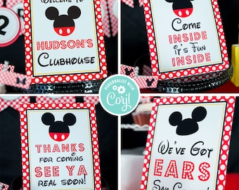 Mickey Mouse Party Signs - Instant Download Mickey Mouse Party Signs - Printable Set of Mickey Mouse Sign by Printable Studio