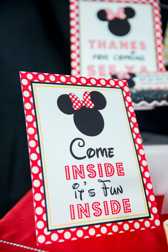 Come Inside it's Fun Inside Sign - Instant Download Minnie Mouse Party Sign - - Printable Red Minnie Mouse Sign by Printable Studio Il_570xn
