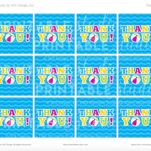 Pool Party Thank You Tag Instant Download Printable Pool - Etsy