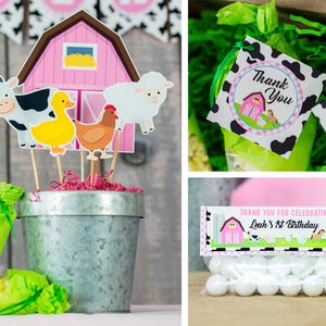 Pink Farm Party Decorations - Instant Download Farm Party Decorations in Pink - Barnyard Party Decorations by Printable Studio image 4