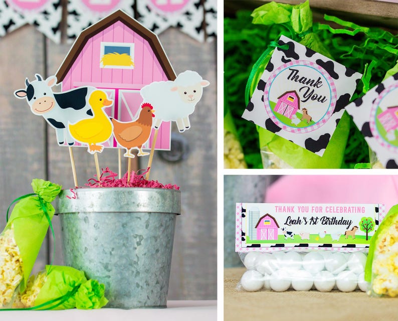 Pink Farm Party Decorations - Instant Download Farm Party Decorations in Pink - Barnyard Party Decorations by Printable Studio image 4