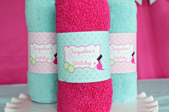 Spa Party Towel Wrapper- Printable Towel Wrap for Spa Party - Spa Towel Wrapper by Printable Studio Il_570xn