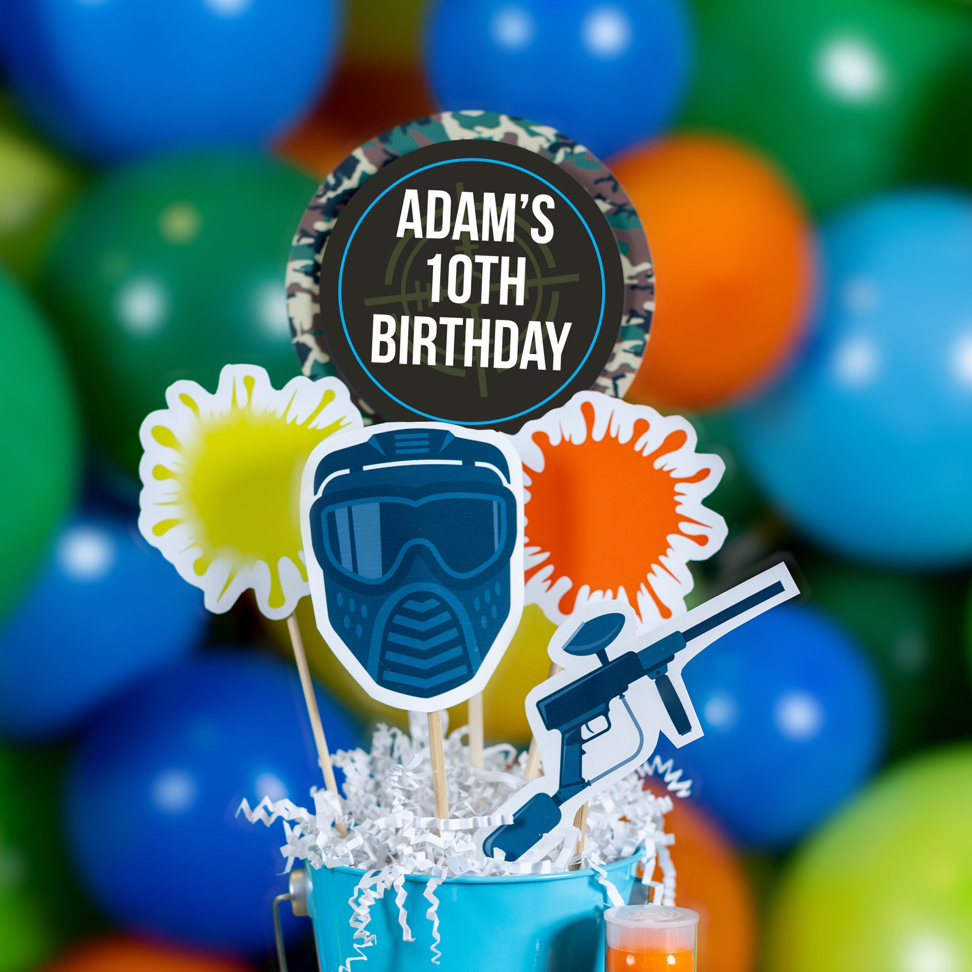 Paintball Party Centerpieces - Printable Paintball Birthday Party Centerpieces Instant Download Paintball Centerpieces Paintball Cake Topper