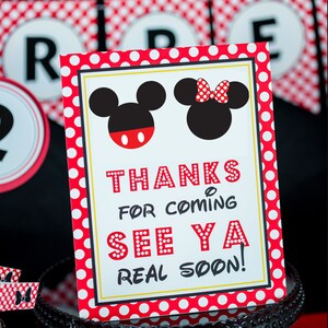 Mickey and Minnie Mouse Thanks for Coming See Ya Real Soon Sign, Mickey Mouse Party Sign, Printable Mickey and Minnie Mouse Sign