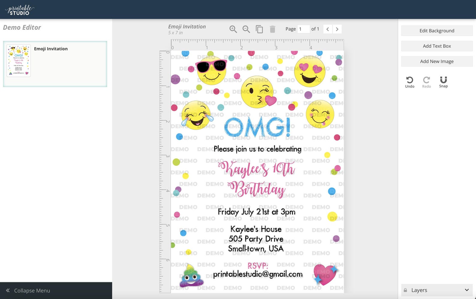 Emoji Birthday Invitation - Emoji Birthday Invitation INSTANT DOWNLOAD ...