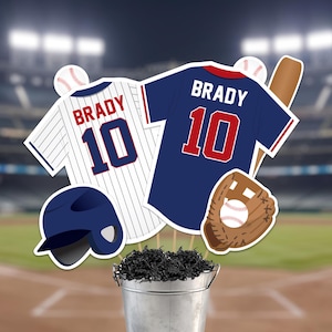 Baseball Centerpieces in Red Blue Printable Baseball Table Decorations Instant Download Baseball Cutouts in Red White Blue