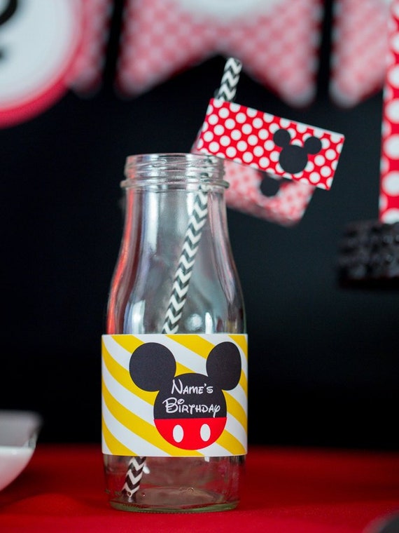 Mickey Mouse Party Drink Labels - Printable Mickey Water Bottle Labels - Water Labels for Mickey Mouse Party by Printable Studio Il_570xn