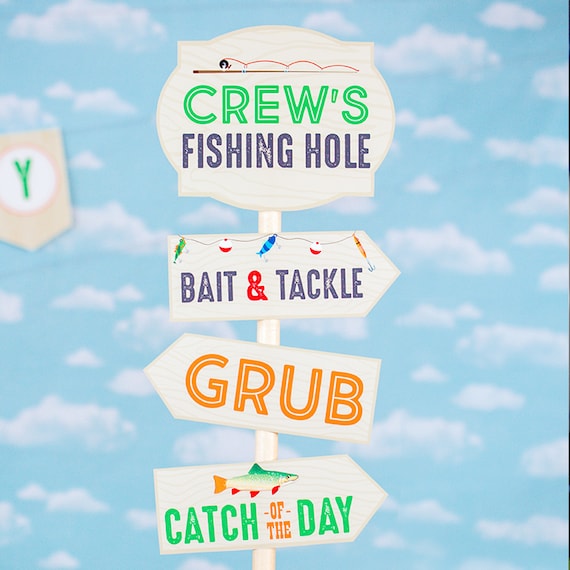 Editable Fishing Party Signs, Fishing Birthday Party Signs Printable Fishing  Hole Signs Catch of the Day Fishing Directional Signs 