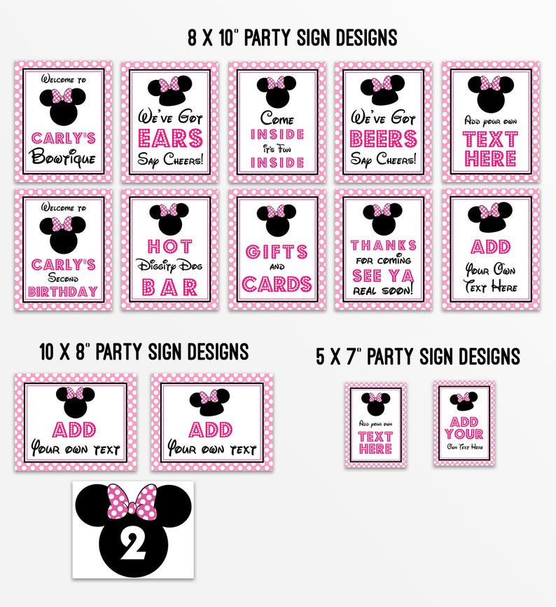 Minnie Mouse Party Signs in Light Pink - Instant Download Minnie Mouse Party Signs - Printable Set of Minnie Mouse Signs by Printable Studio image 2