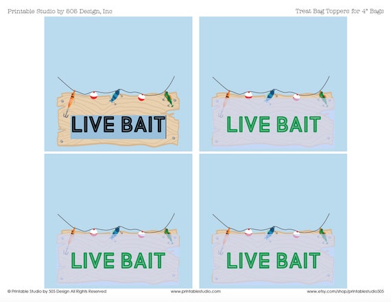 Live Bait Fishing Party Favor Tags Printable Fishing Party Treat