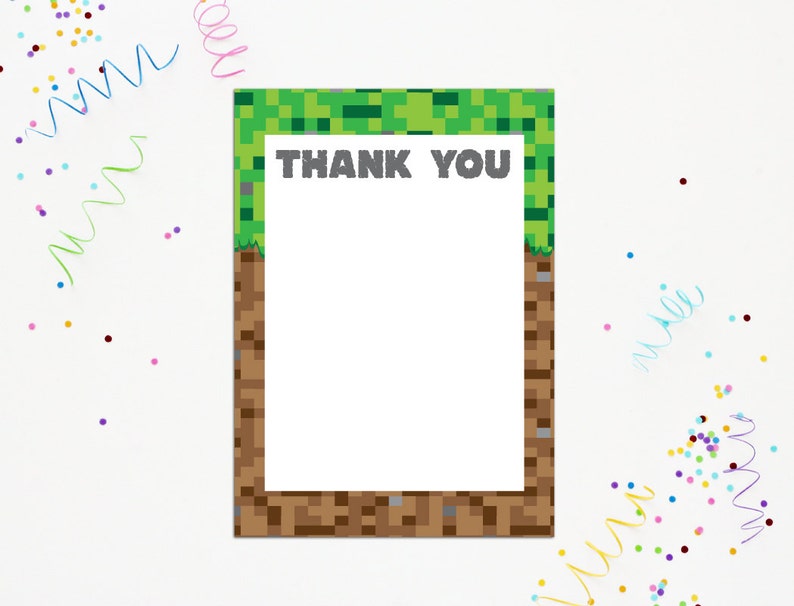 Video Game Inspired Thank You INSTANT DOWNLOAD Pixel Game Printable Thank You Pixel game Thank You Card by Printable Studio image 2