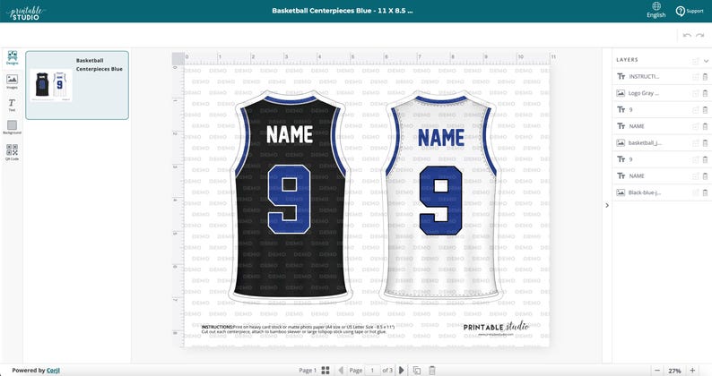 Blue Basketball Party Centerpieces: Printable Birthday Decor (Digital Download) image 5