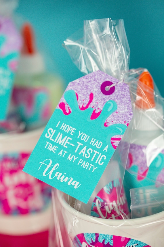 Slime Favor Tags - Printable Slime Party Favor Tags - Instant Download Glittery Slime Favors - Slime Birthday Thank You Tags - Glitter Slime Il_570xn