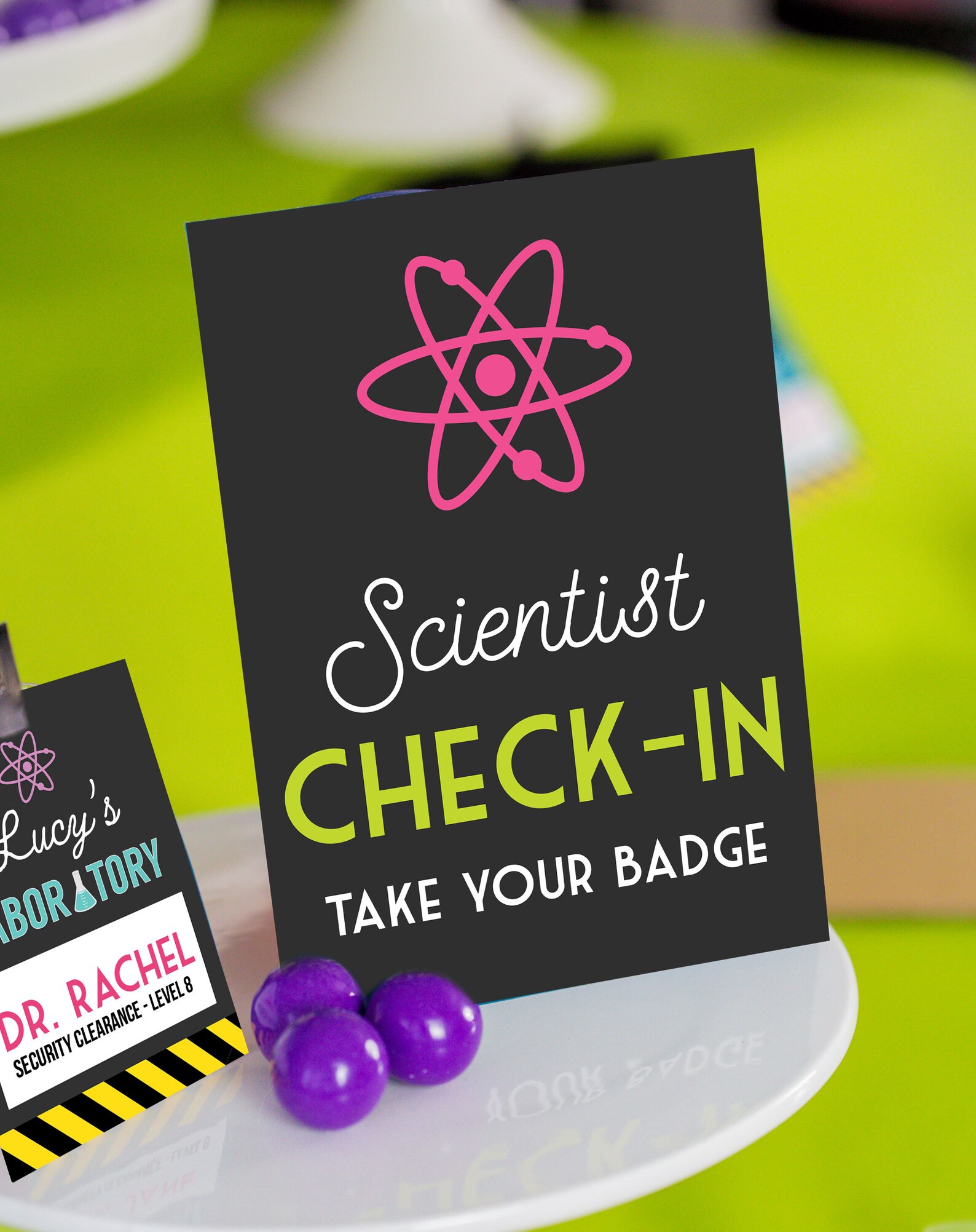 Scientist Check-in Sign in Pink Printable Science Party Sign Girls ...