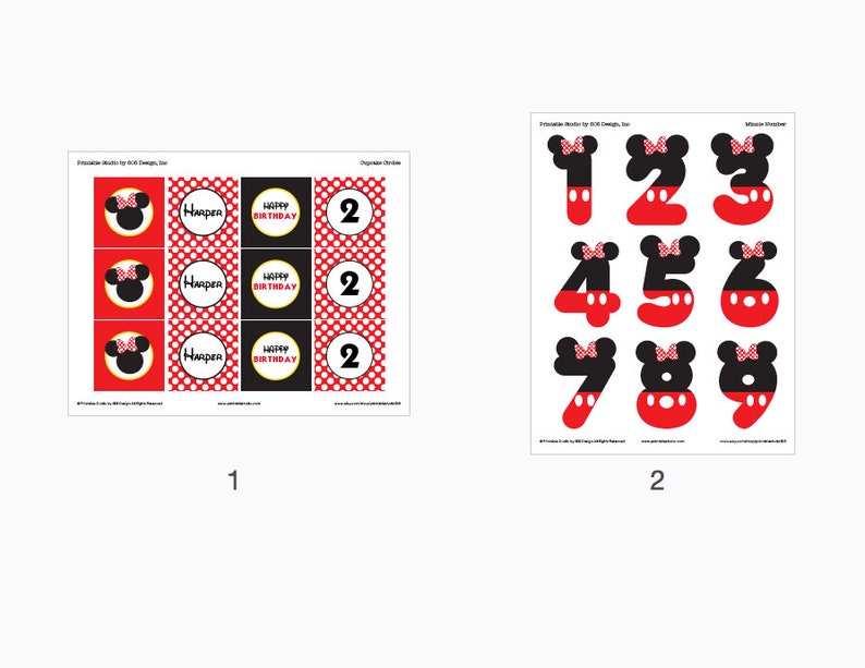 Minnie Mouse Cupcake Topper Printable Minnie Mouse Party - Etsy