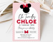 Editable Red Minnie Birthday Invitation Modern Minnie Invitation Minnie Mouse Birthday Invitation Oh Twoodles Invitation Minnie 2nd Birthday