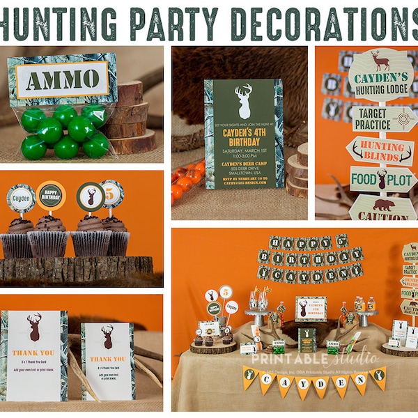 Hunting Party Decorations Instant Download - Hunting Birthday Party Decorations by Printable Studio