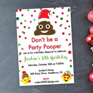 Emoji Christmas Party Invitation Printable Emoji Christmas Invitation Party Pooper Invitation by Printable Studi image 1