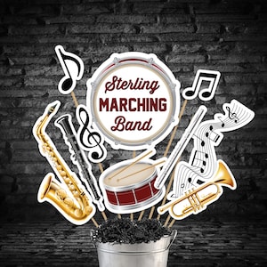 Editable Band Banquet Centerpieces in Maroon Printable Marching Band Centerpieces Band Banquet Table Decorations