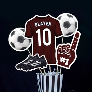 Soccer Centerpieces in Maroon Printable Football Centerpieces in Maroon Instant Download Soccer Table Decorations Maroon Soccer Banquet
